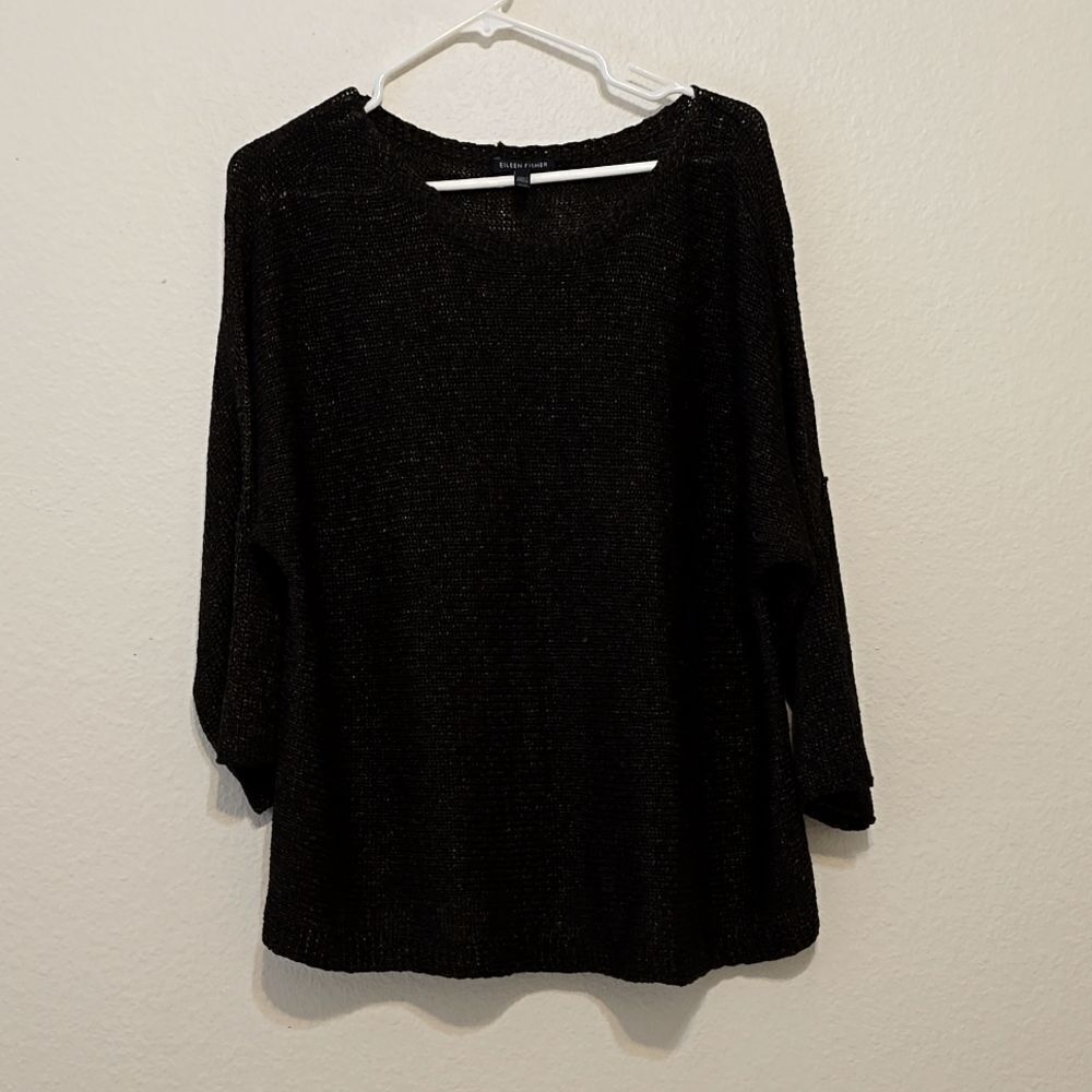 EILEEN FISHER slit sleeve KNITTED SWEATER SIZE MEDIUM.